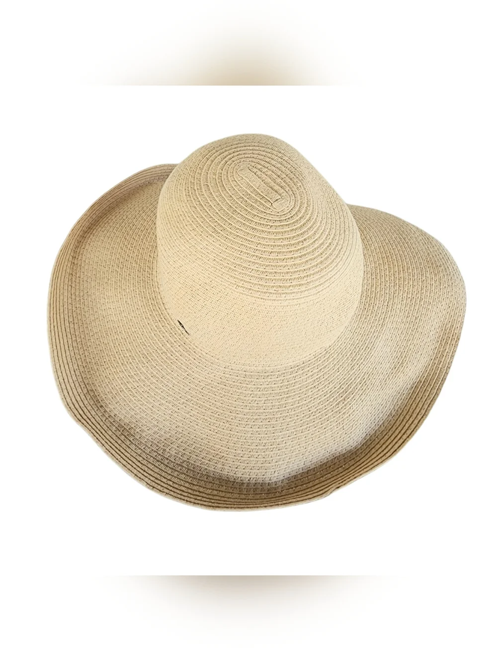 Greg Norman Collection Wide-Brim Straw Sun Hat in Beige with Metal Logo